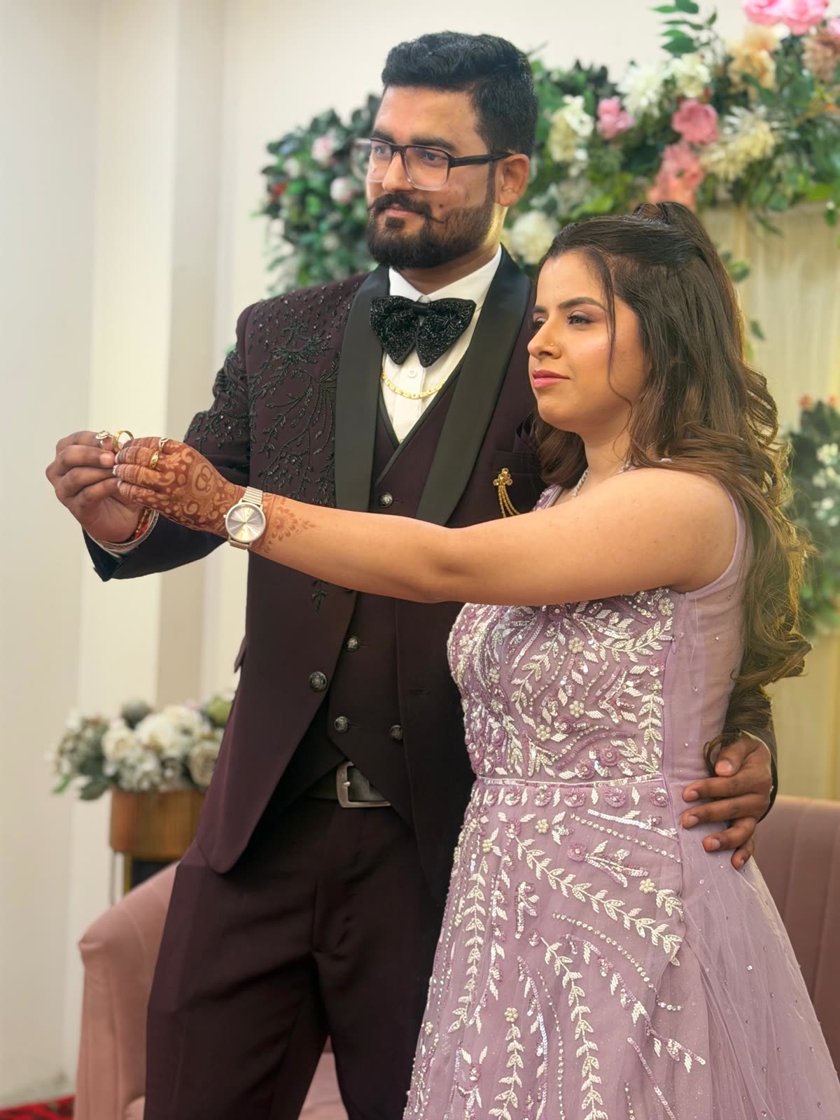 Anukriti and Anmol holding hands during a dance portrait